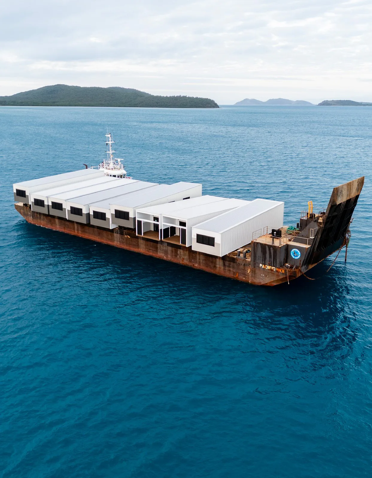 Palm Island Aboriginal Shire Council — a barge moored off the coast